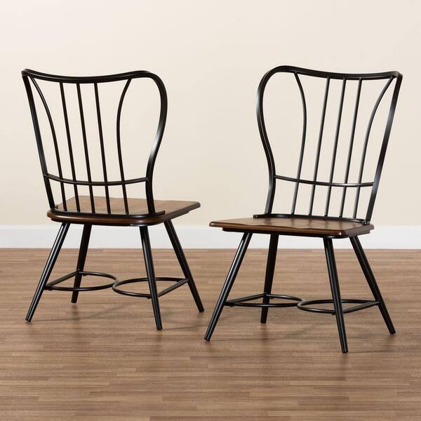 Baxton Studio Elfrida Black Metal Dining Chairs (Set of 2