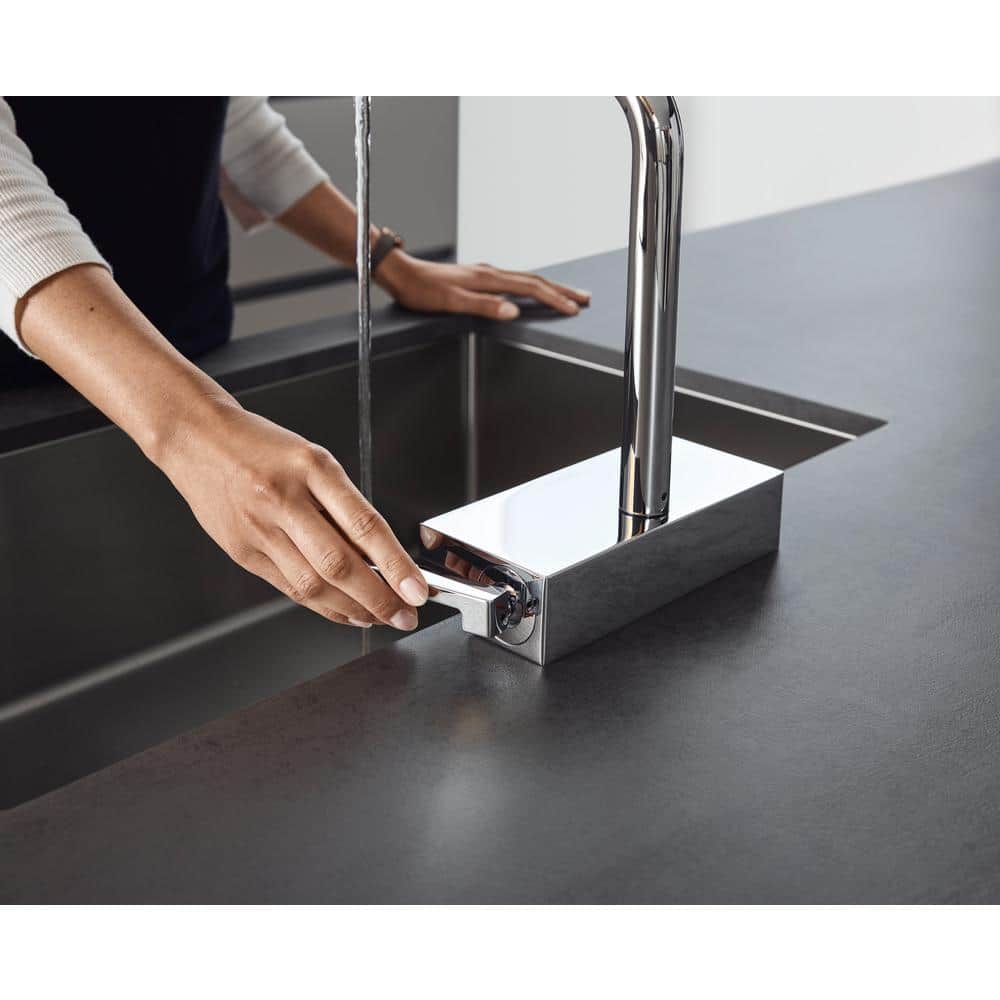 Brushed Black Chrome High Arc Kitchen Faucet with Pull-Out Spray