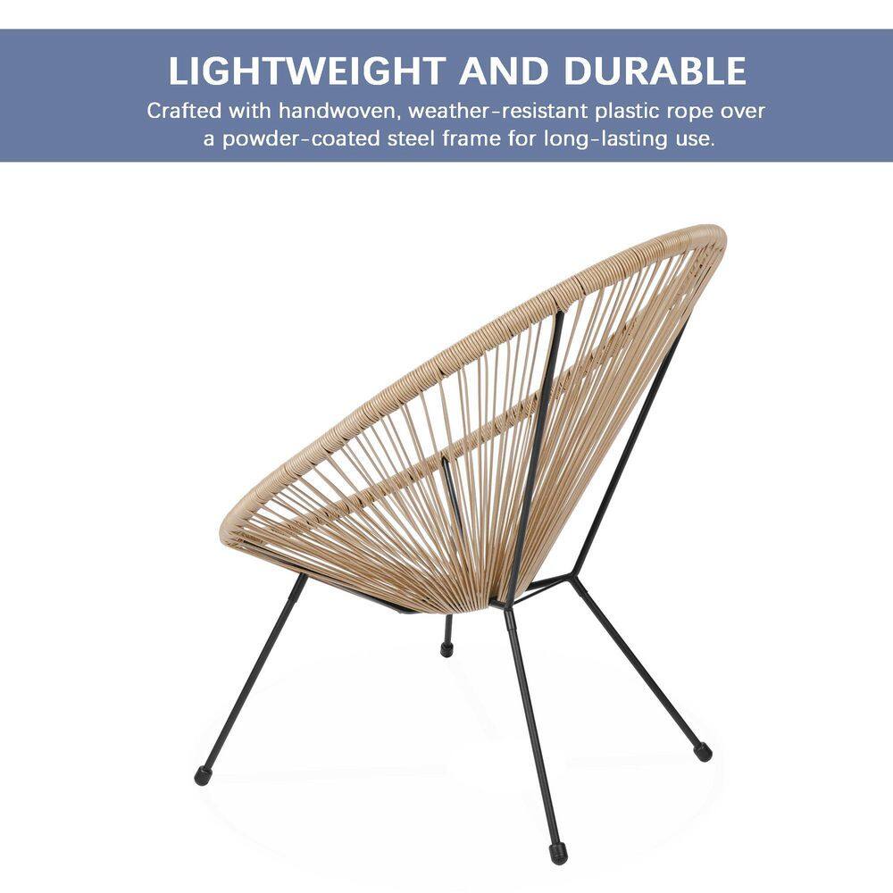 Natural Acapulco 3-Piece Patio Set with Glass Table