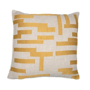 Stacy Garcia Gold Geometric Striped Hand-Woven 20 in. x 20 in. Indoor Throw Pillow