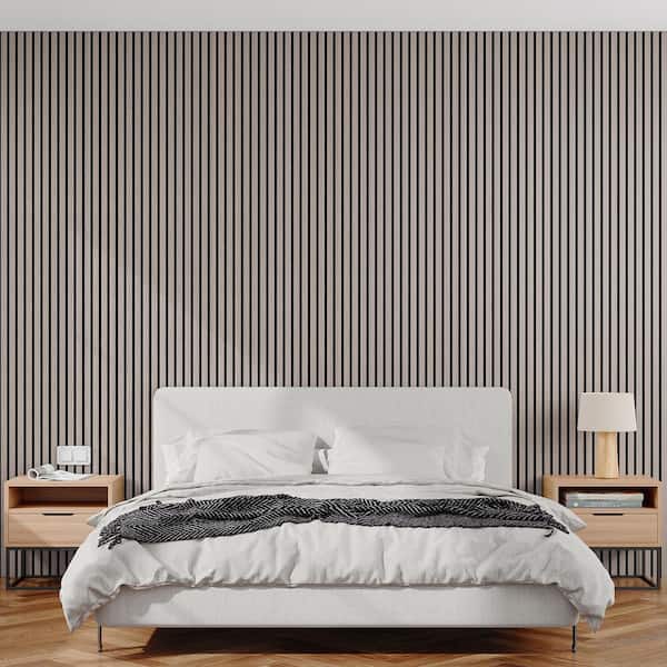0.9 in. x 1.97 ft. x 7.87 ft. Walnut Acoustic/Sound Absorb 3D Oak Overlapping Wood Slat Decorative Wall Paneling 2-Pack