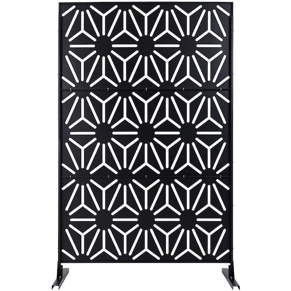 Boosicavelly 6.5 ft. x 4 ft. Privacy Fence Screen Black Steel for Garden Fence