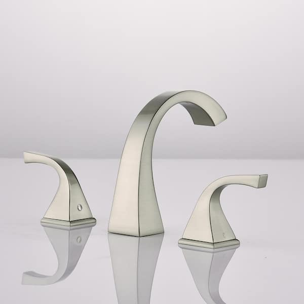 Amo 8 in Widespread 3 Holes 2 Handles Bathroom Faucet with Pop Up drain Assembly in Brushed Nickel