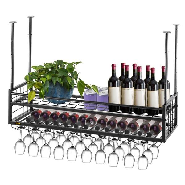 thumbnail image 2 of Uimoso Ceiling-Mounted Bar Wine Rack & Glass Hanger – 46.9×11.8 Inch – Coppery Finish – Holds 33 Lbs 2 of 3