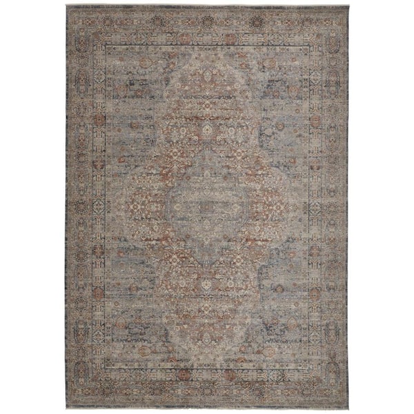 Weave & Wander Gilford Rust/Denim Blue 2 ft. x 3 ft. Persian Polyester Area Rug