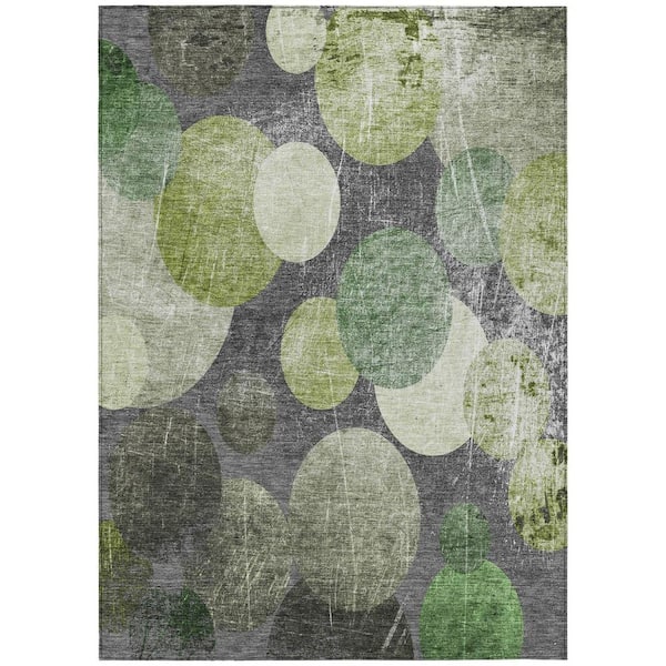 HomeRoots Green and Gray 3 ft. x 5 ft. Woven Abstract Rectangle Indoor/Outdoor Area Rug