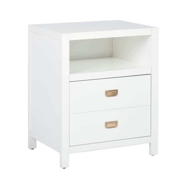 Homy Casa Loralie 1 -Drawer White Nightstand (27.2 in. H x 22.3 in. W x 16.9 in. D)
