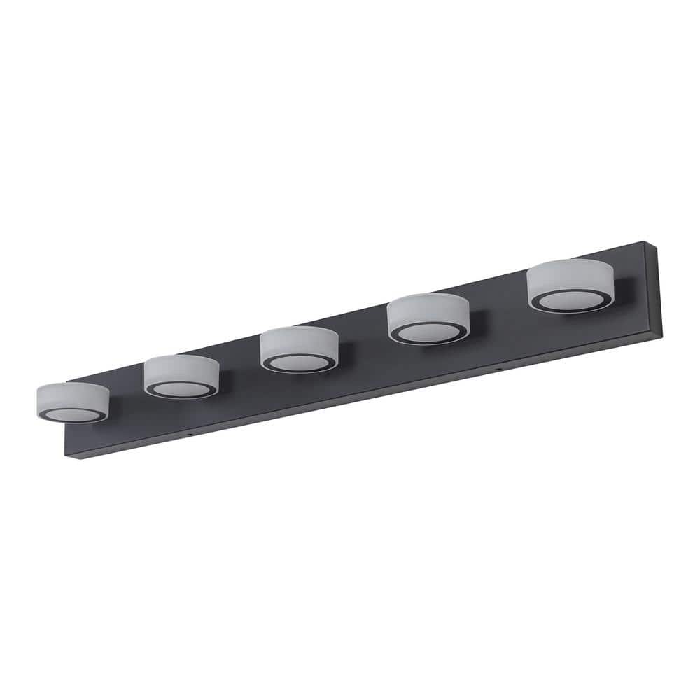 37.0 in.5-Light Black LED Vanity Light Bar Over Mirror,Bath Wall Lighting F