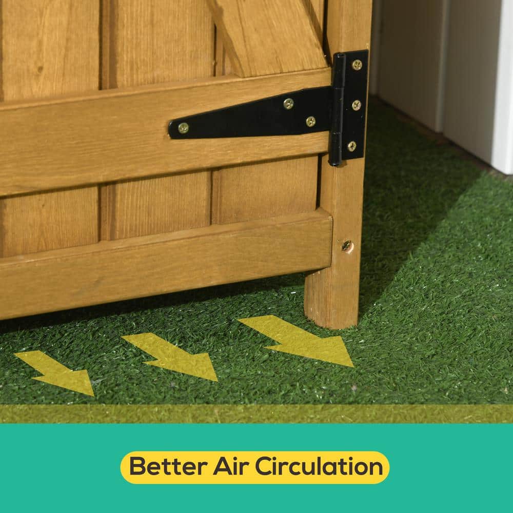 Natural Fir Wood Outdoor Storage Cabinet with Shelves and Lockable Doors