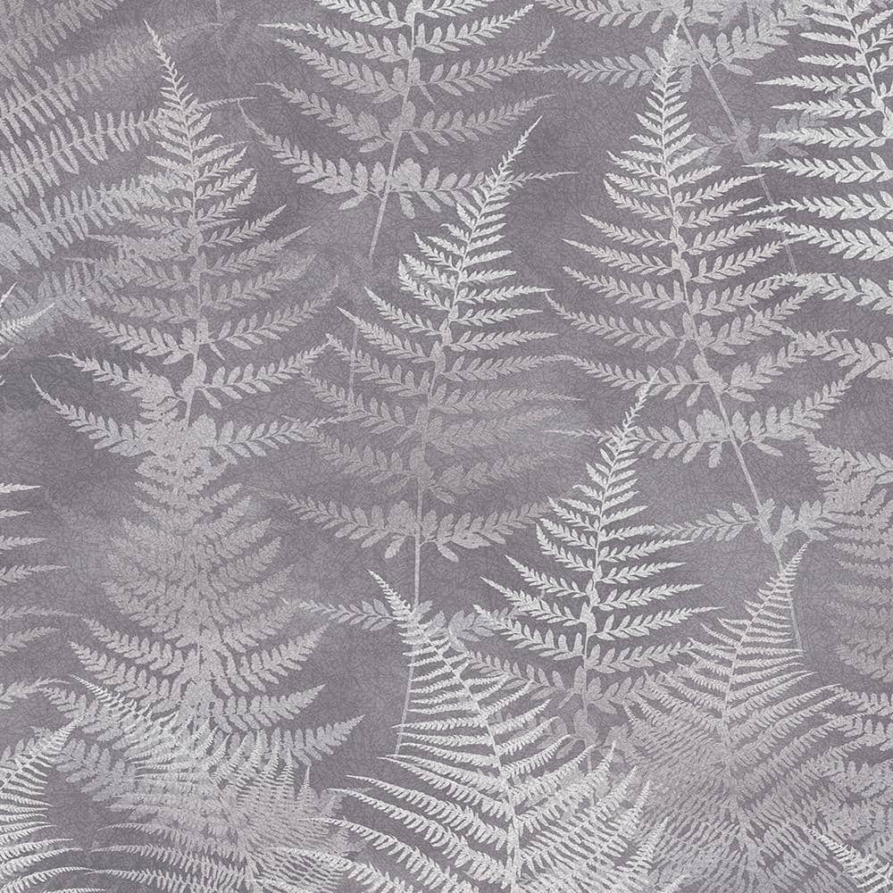 Pewter and White Fern Pattern Removable Wallpaper Roll