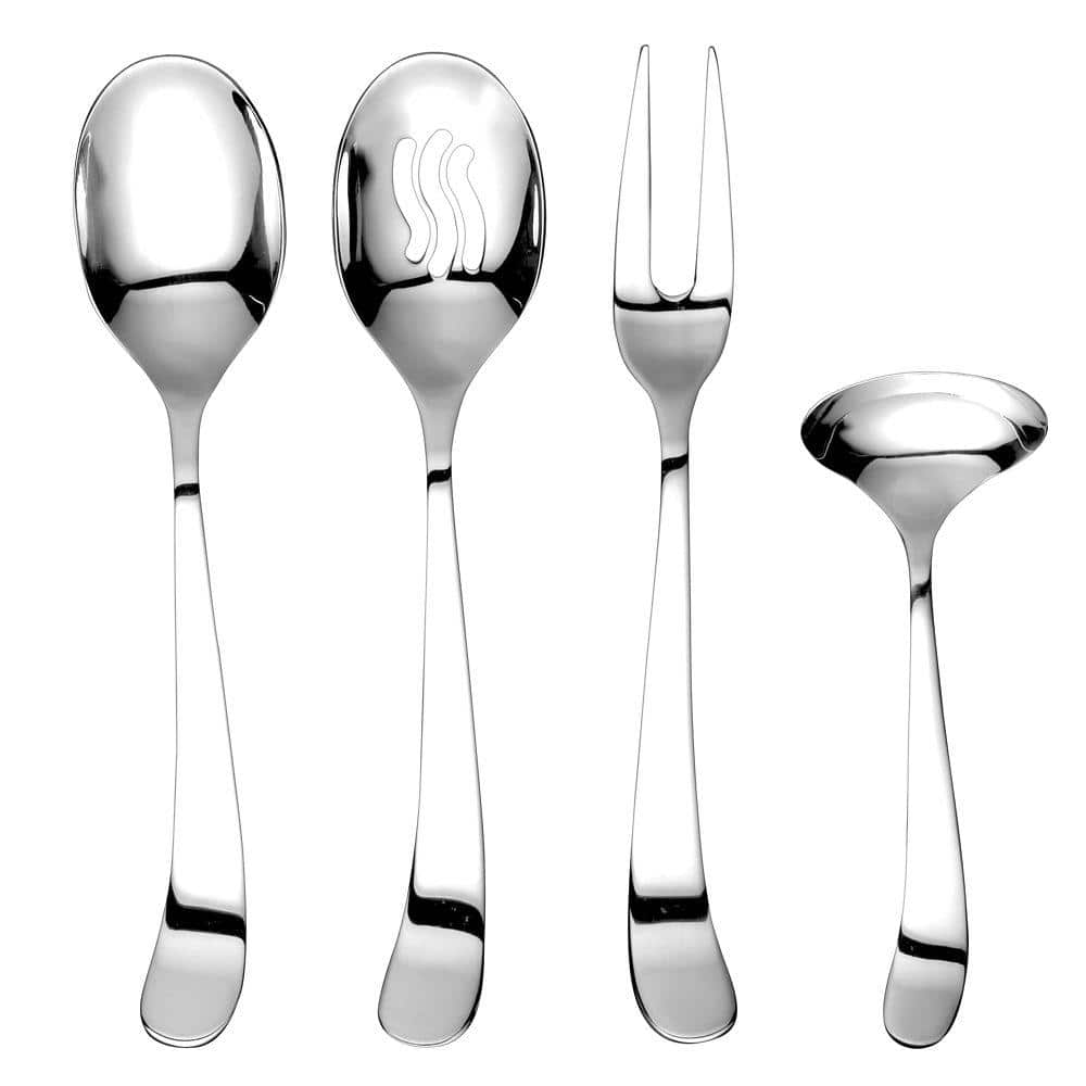 Ginkgo International Fleur De Lis 4-Piece Stainless Steel Hostess Serving Set: Lis Serving Spoons