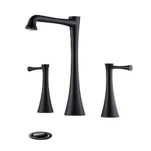 High Arc 8 in. Widespread Double Handle Bathroom Faucet with Pop-Up Drain in Matte Black (1-Pack)