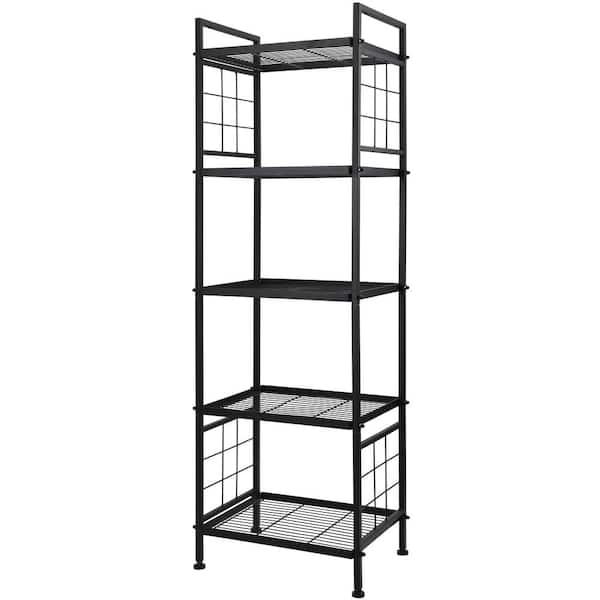 PRIMEPLUS 5-Tier Metal Rack Storage Shelving Pot Rack in Black