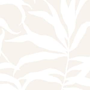 Tropical Palm Leaves Solid Beige Peel and Stick Smooth Vinyl Wallpaper