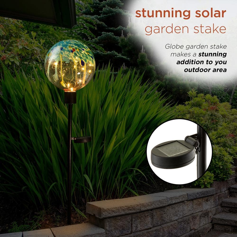 Multicolor Raindrop Splashes Glass Ball LED Garden Stake