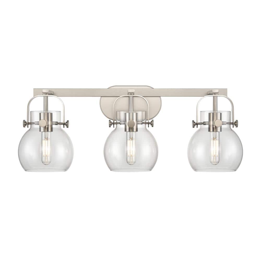 Pilaster II Sphere 26.5 in. 3-Light Satin Nickel Vanity Light with Glass Shade price history on PriceWatchPro