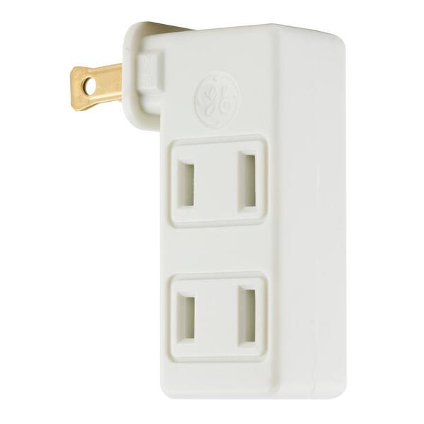 GE Polarized 3-Outlet Adapter with Space Saving Side Outlets - White