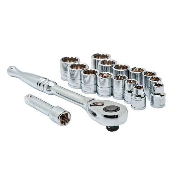 Husky 3/8 in. Drive Ratchet and SAE/Metric Universal Socket Set (16-Piece)