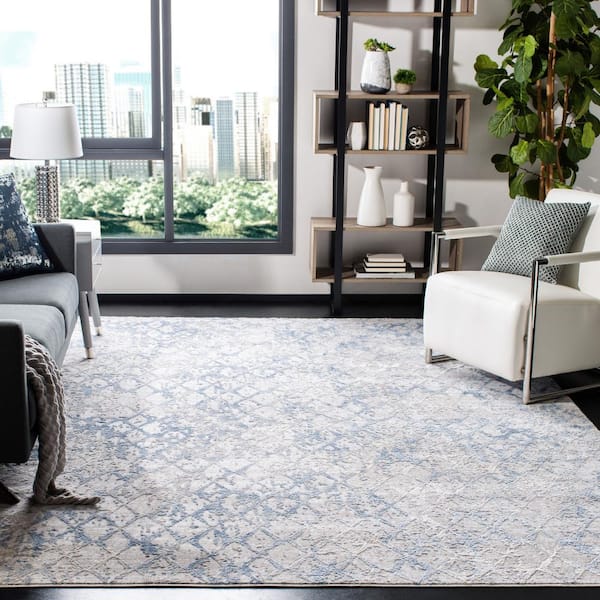 Amelia Light Gray/Blue 10 ft. x 14 ft. Abstract Diamond Area Rug