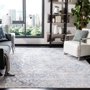 Amelia Light Gray/Blue 7 ft. x 7 ft. Square Abstract Area Rug
