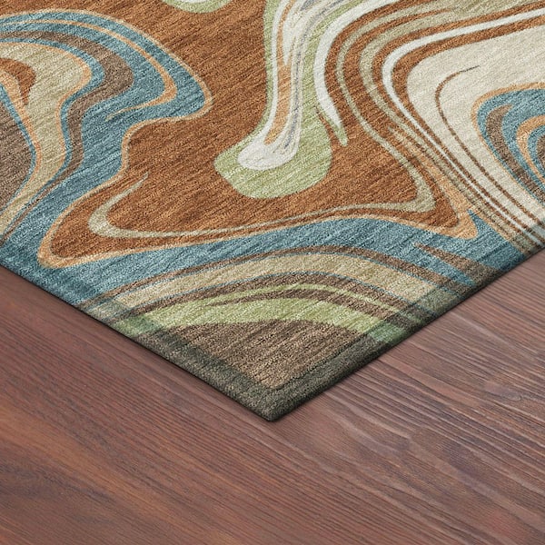 Chantille Machine Washable Indoor/Outdoor Abstract ACN2395 Paprika 10 ft. x 14 ft. Area Rug