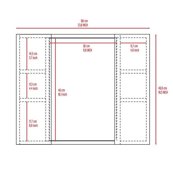 FAMYYT 23.6 in. W x 19.7 in. H White Rectangular Wall Medicine Cabinet with Mirror with Open Shelf