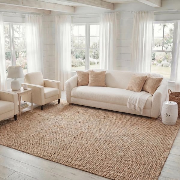 Natural Fiber 10 ft. x 14 ft. Natural Woven Border Area Rug