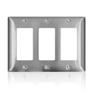 Stainless Steel 3-Gang Decora GFCI Decorator/Rocker Wall Plate (1-Pack)