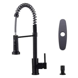 Single Handle Pull-Down Sprayer Kitchen Faucet with Soap Despenser 2 Spray Mode Stainless Steel in Oil Rubbed Bronze