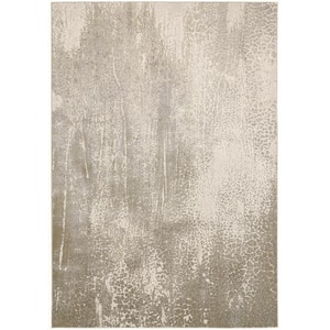 Ivory Gray and Gold 2 ft. x 3 ft. Abstract Area Rug