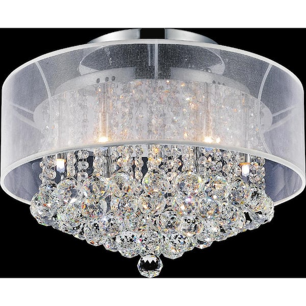 CWI Lighting Radiant 9 Light Drum Shade Flush Mount With Chrome Finish