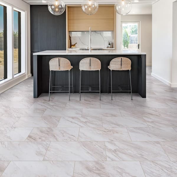 Surhoff Marble 22 MIL x 11.9 in.. W x 23.8 in.. L Click Lock Waterproof Vinyl Tile Flooring (17.7 sq. ft./Case)