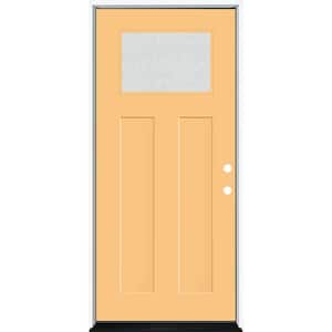 Legacy 36 in. x 80 in. 1/4 Toplite Rain Glass LHIS Primed Jackfruit Finish Fiberglass Prehung Front Door