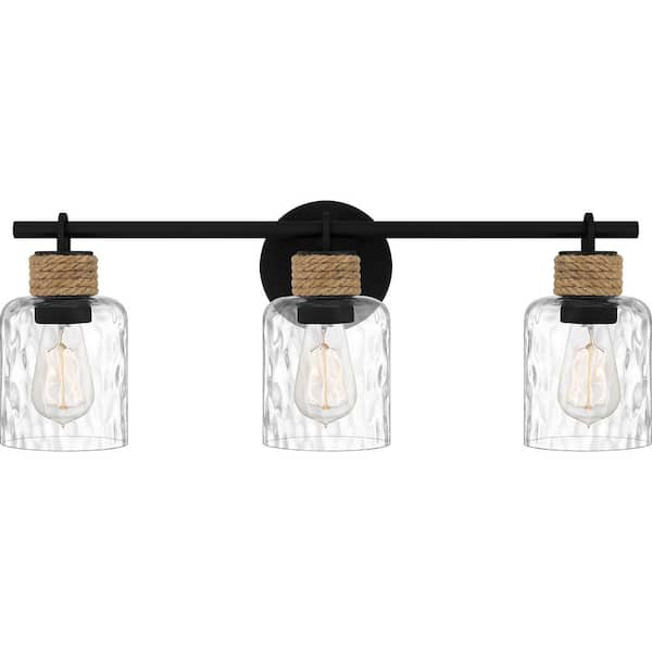 Baltic 24 in. 3-Light Matte Black Vanity Light