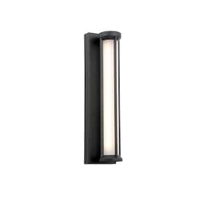 Madison 18.125 in. Black Integrated LED Outdoor Wall Sconce Light with Frosted Glass