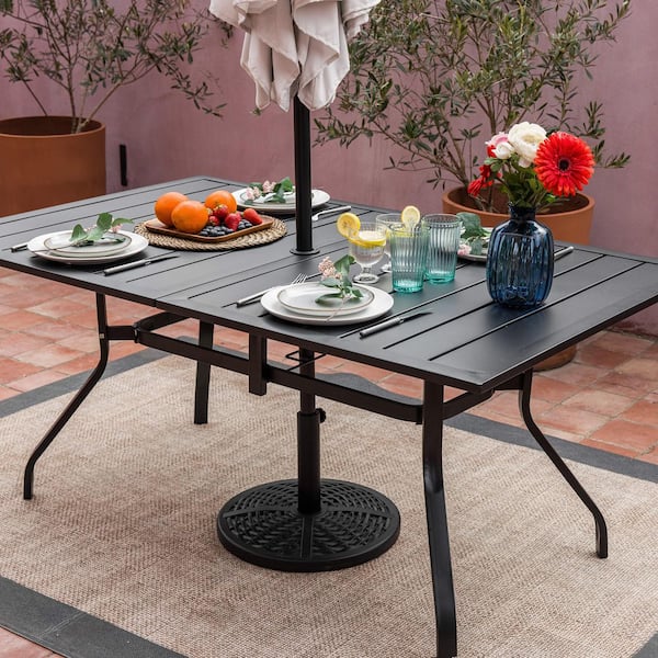 7-Piece Patio Dining Set Textilene Fabric Iron Metal Outdoor