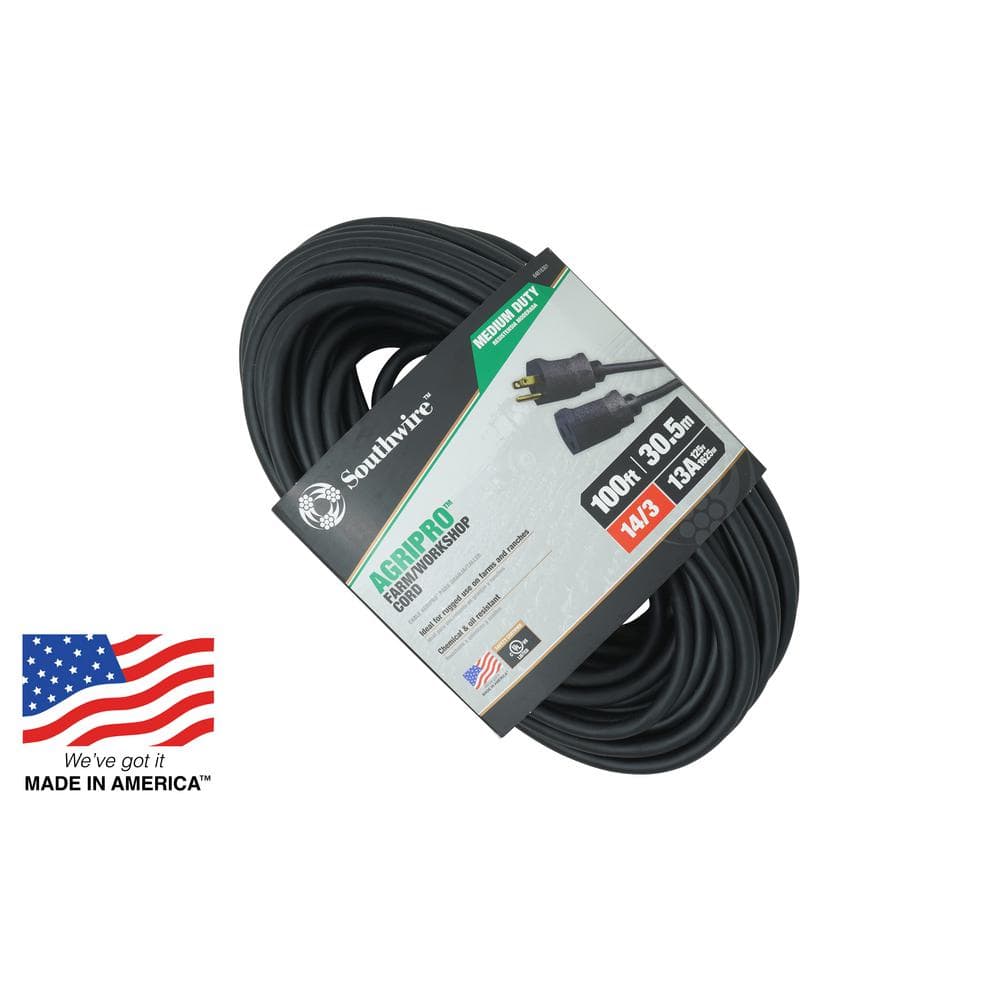 Southwire 25 ft. 10/3 SJTOW AgriPro Farm/Workshop Heavy-Duty Extension Cord  64817501 - The Home Depot