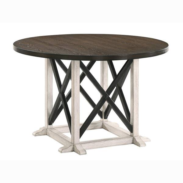 Furniture Of America Riamonte 47 In Round Dark Walnut And Antique White Dining Table Seats 4 Idf 3905rt Antique White Dining Table Seats, 50 Inch Round Extendable Dining Table
