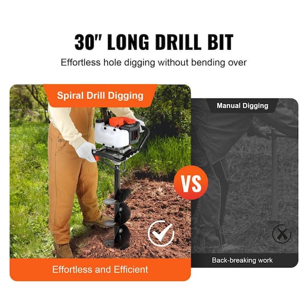 SKYSHALO Post Hole Digger, 43cc 1250W Auger Post Hole digger