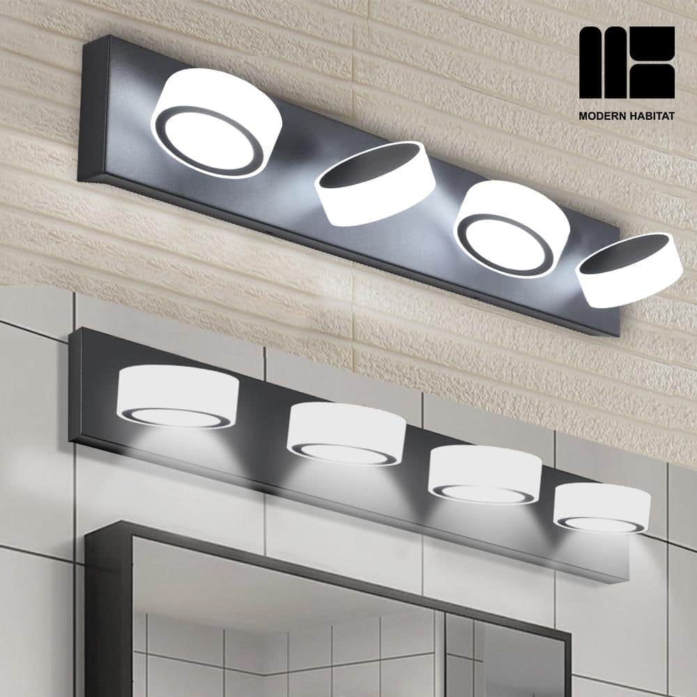 Black Metal 4-Light Dimmable LED Vanity Fixture