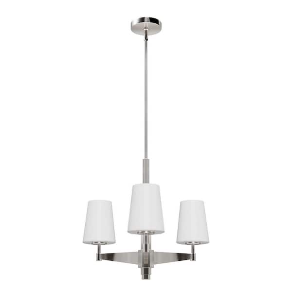Nolita 4-Light Brushed Nickel Branch Chandelier with Cased White Glass Shades