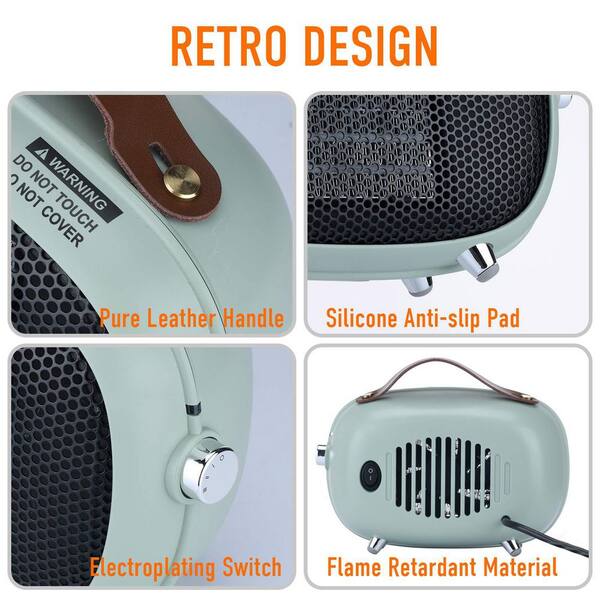 800W Green Indoor Electric Mini Retro Heater Ceramic Heating Space
