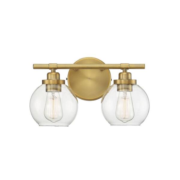 Filament Design Warm Brass Vanity Light with Clear Shades