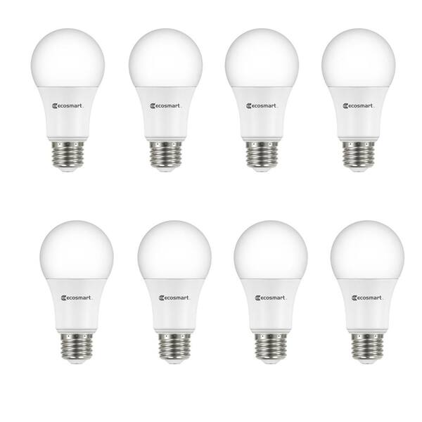 EcoSmart 60-Watt Equivalent A19 Non-Dimmable LED Light Bulb Soft White (8-Pack)