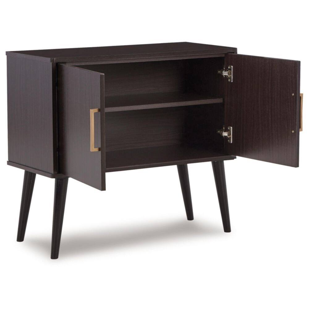 Dark Brown Mid Century Modern Accent Cabinet with Adjustable Shelves