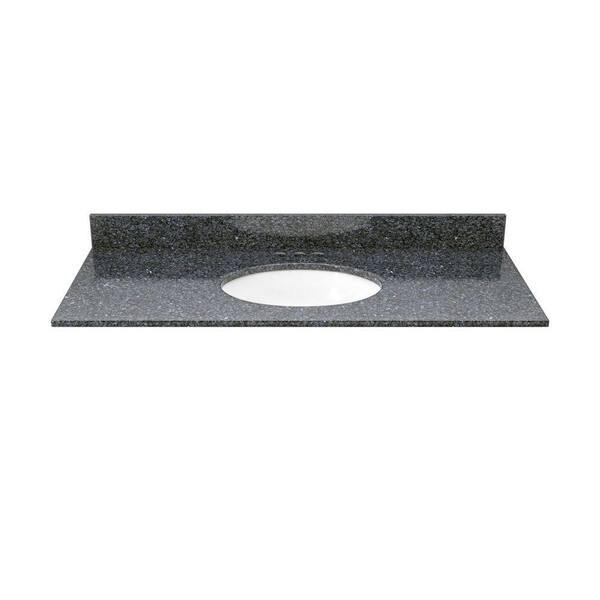 Solieque 37 in. Granite Vanity Top in Blue Pearl with White Basin