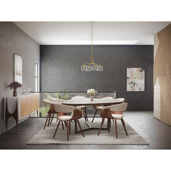 Mitchella 24 in. 4-Light Vintage Brass Chandelier with Clear Glass Globe Shades