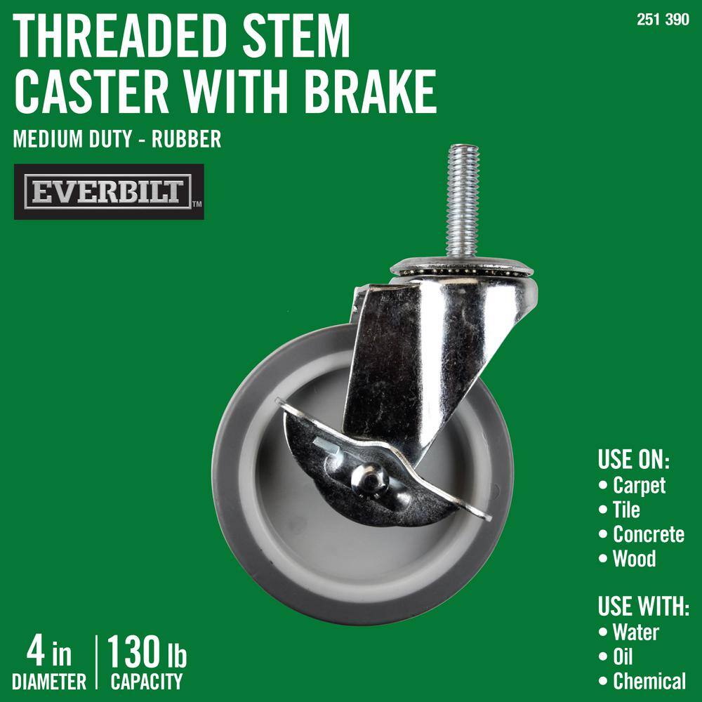 1//2/&quot-13x1.5/" Threaded Stem Pack With Details about  / 4 Inch Rubber Swivel Stem Caster