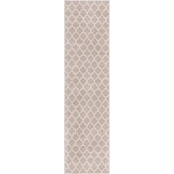 Trellis Philadelphia Light Gray/Beige 2 ft. x 7 in. x 10 in. Runner Rug