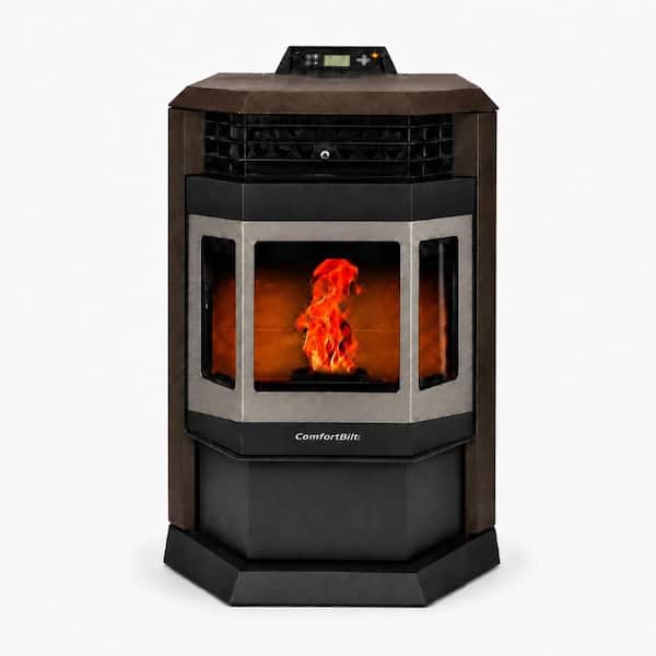 2,800 sq. ft. Pellet Stove with 55 lbs. Hopper in Bronze and Stainless Steel Trim